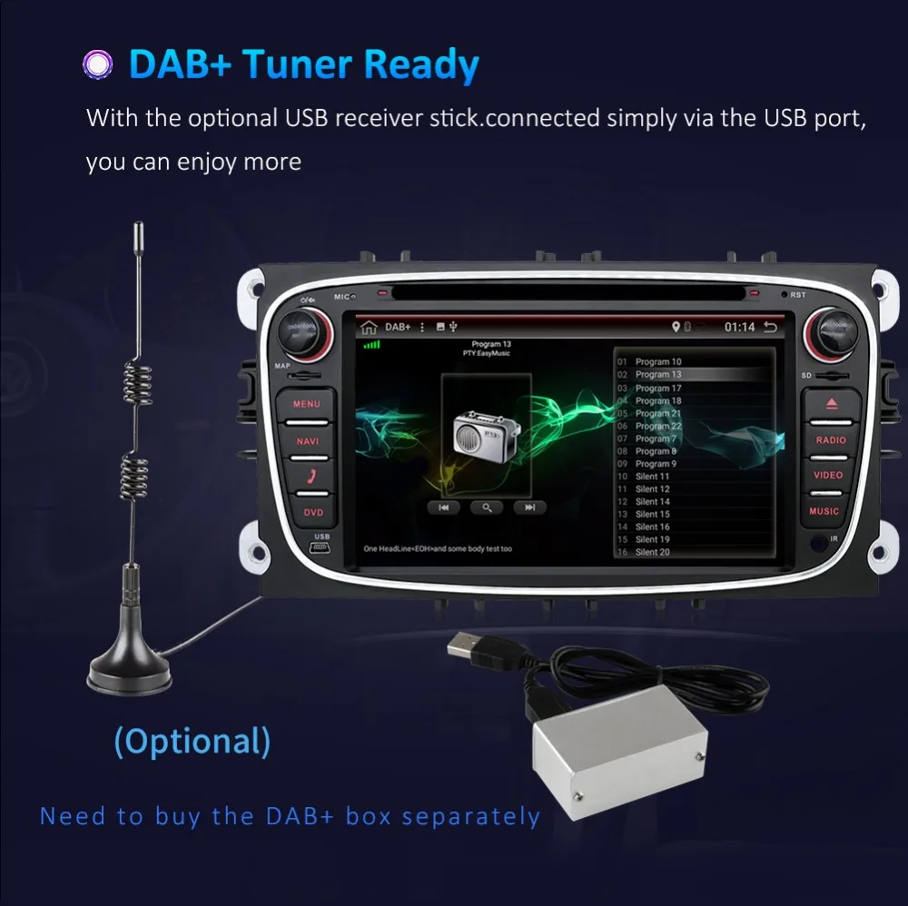 Perfect Quad core 2DIN Android 8.0 car dvd GPS car dvd for Ford focus Mondeo S-max smax Kuga c-max Connect Galaxy wifi 3/4G BT Autoradio 15