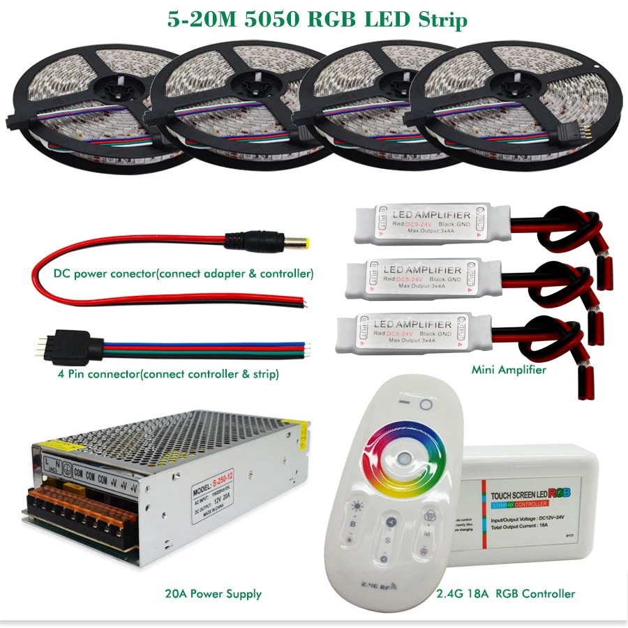 5-Mt-10-Mt-15-Mt-20-Mt-DC12V-Led-streifen-5050-SMD-Led-Flexible-Licht-