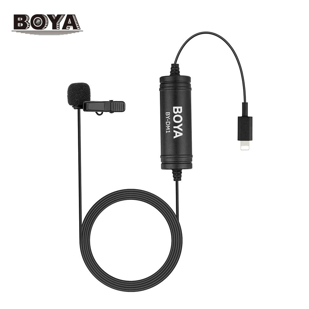 

BOYA Lapel Lavalier Microphone Omnidirectional Condenser Clip-on Mic For iphone X 8 7 6 5 Connecter 6m 20ft Mic Extension Cables