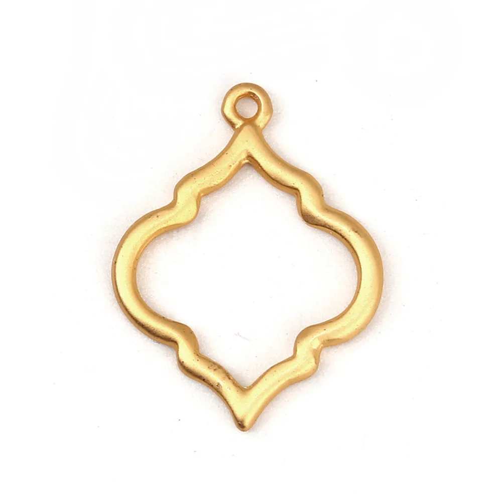 

Doreen Box Zinc Alloy Charms Pendant Rhombus Hollow Gold Color Jewelry Accessories Wholesale 27mm(1 1/8") x 21mm( 7/8"), 10 PCs
