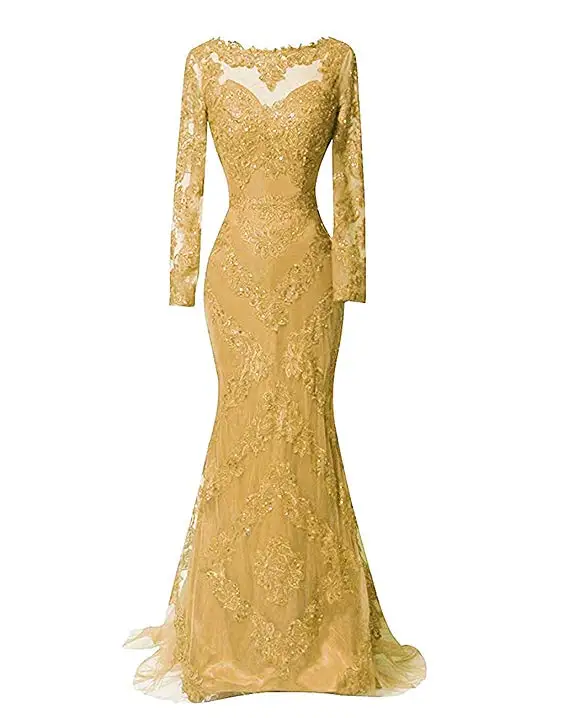 2019 Long Sleeves Mermaid Prom Gowns Sparkly Applique Sequins Party Evening Dresses Long Vestido De Festa Longo