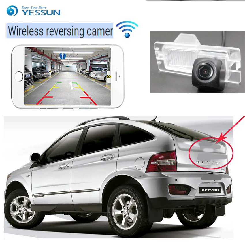 1 wireless rear view camera for Ssangyong Rexton Kyron Korando Actyon Y300 CCD Night Vision Backup Reversing Camera Waterproof