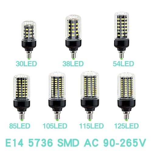 Black Bulb E14 Светодиодный светильник E27 лампа E14 Светодиодный лампа "Кукуруза" 20 30 46 81 100 светодиодный s лампада SMD5730 220V кукурузы лампы, люстры свечи Точечный светильник домашний декор - Испускаемый цвет: Black Bulb E14