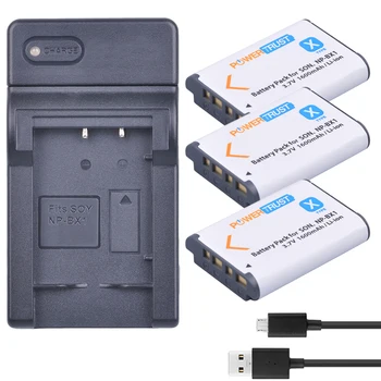 

3Pcs NP-BX1 NP BX1 NPBX1 Battery + Ultra Slim USB Charger for Sony Camera DSC-RX100 RX1 HDR-AS15 AS10 HX300 WX300 BC-CSXB