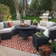 Прямая с фабрики открытый гостиная мебель для любых погодных плетеная диван секционные обеденный набор для внутреннего дворика