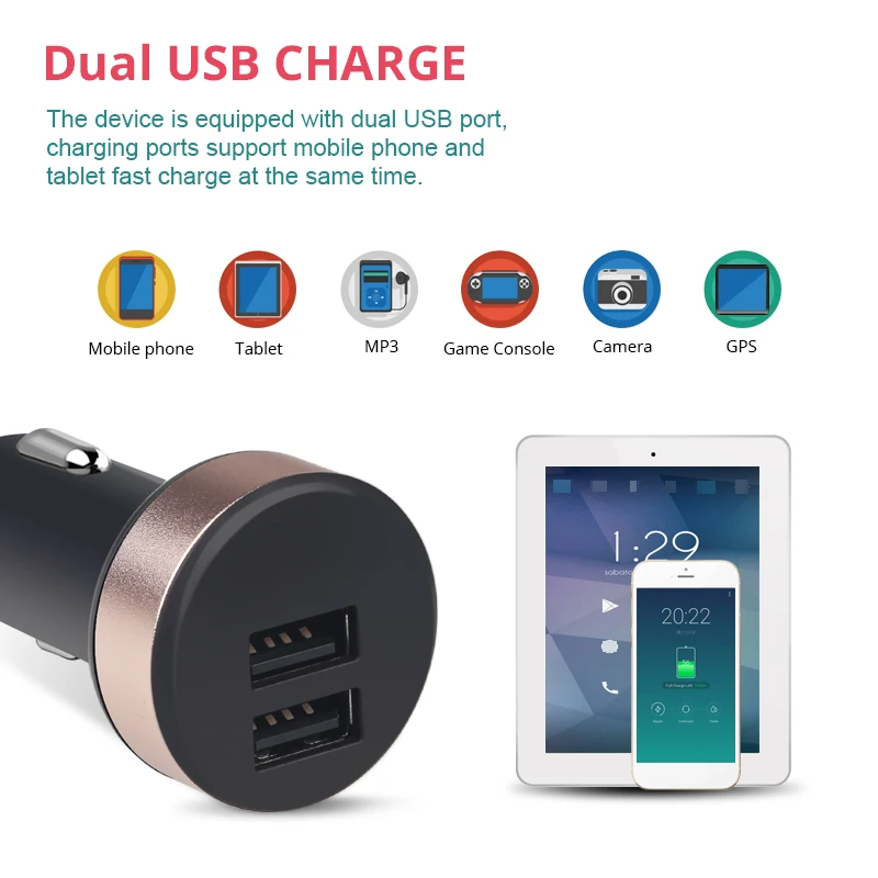 السيارات USB شاحن سيارة 12 v ل فون اللوحي الهاتف المحمول عرض الصمام المزدوج USB سيارة مهايئ شاحن شحن 2 ميناء مع الفولتميتر