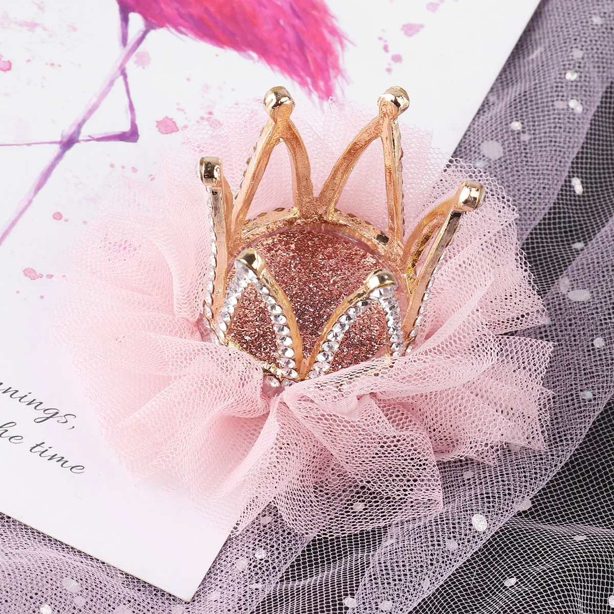 

Kids Hair Clip Girls Mesh Diamond Crown Princess Flower Hair Pin Clips Beautiful Cute Tiara Baby Shower Wedding Party Decoration