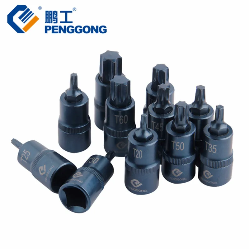 PENGGONG 1pc Torx Screwdriver Bit 1/2" Socket Bits Adapter T20 T25 T27