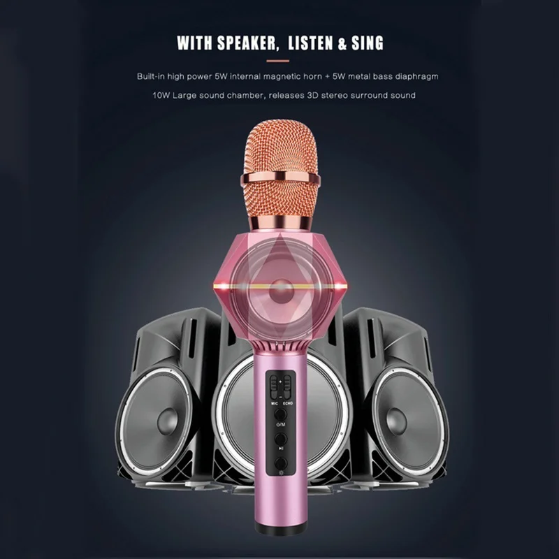 

New wireless Bluetooth microphone multi-function karaoke microphone portable wireless outdoor microphone diamond style For Phone