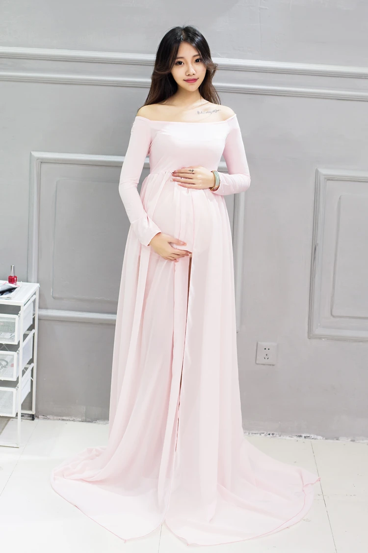 long pink maternity maxi dress