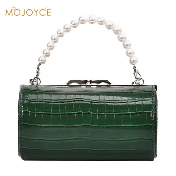 

Spring Elegant Women Pearl Grain Cylinders PU Messenger Chain Bag Cylindrical Handbags Casual Shoulder Messenger Bag