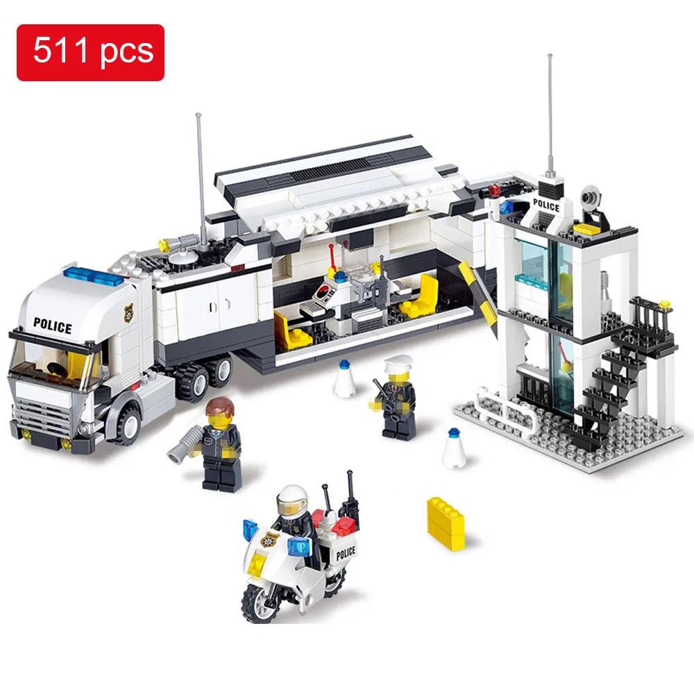 

511pcs Police Station Helicopter Building Blocks set Compatible Legoed City enlighten Bricks Toys Birthday Gifts For Kids