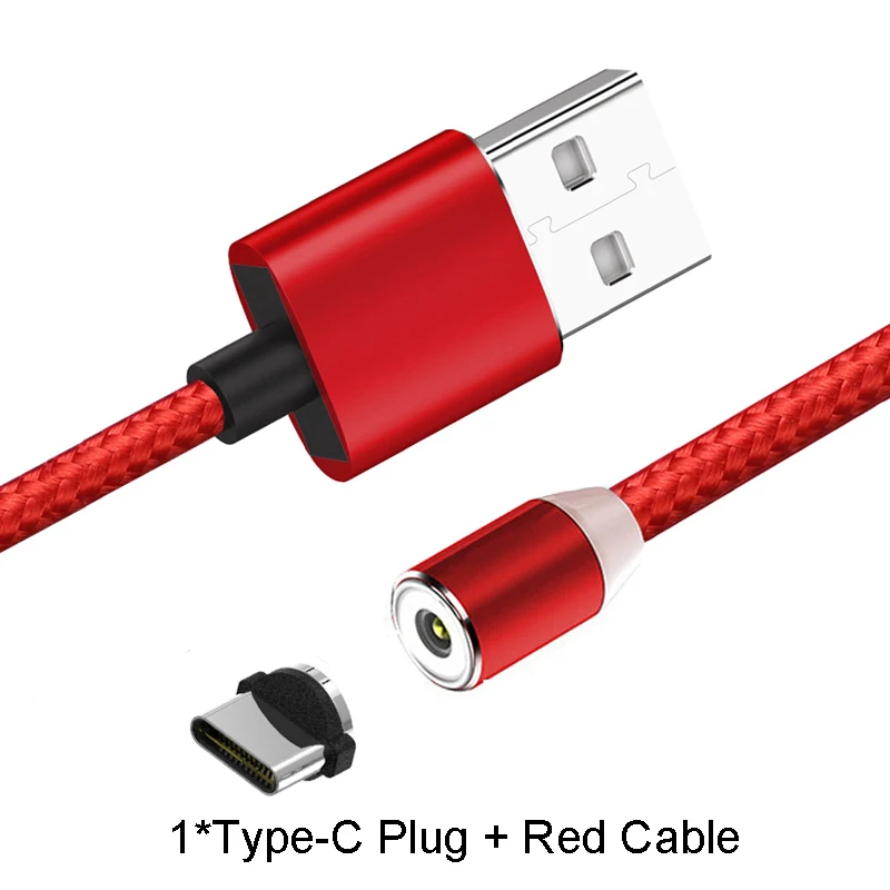 Магнитный кабель MOOJECAL для iPhone XR XS Max, USB Магнитный зарядный кабель для мобильного телефона, кабель Micro USB type C для samsung - Тип штекера: Red Type C Plug