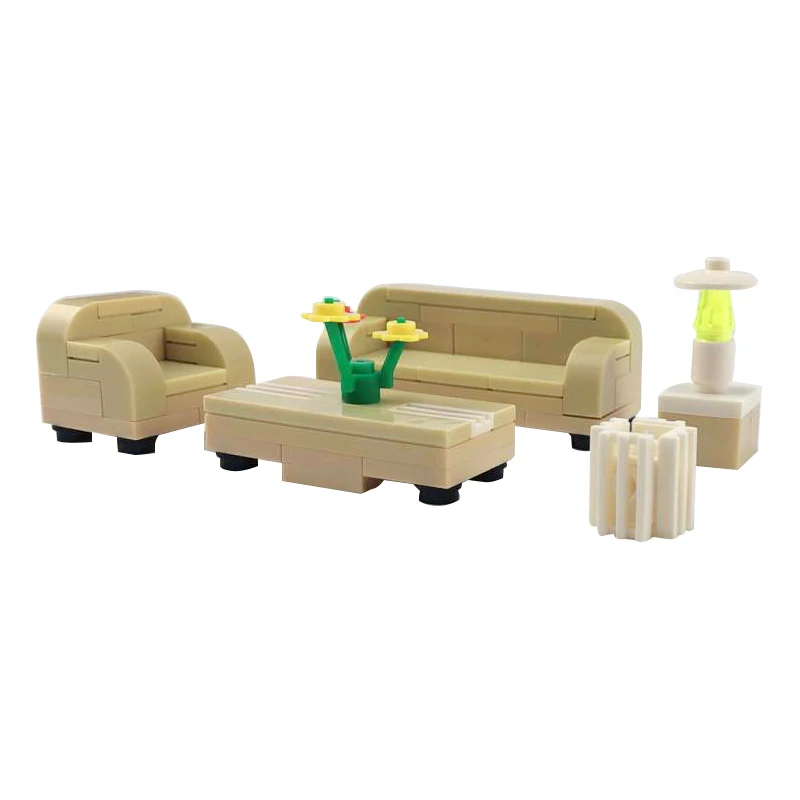 

Legoing Blocks MOC Creator Family Furniture Yellow Sofa Building Blocks Bricks Toys for Children Assemble Block Accessories