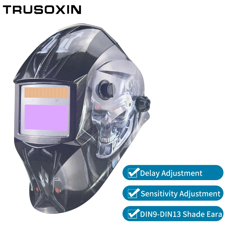Blue Ghost DIN9-DIN13 Солнечная Авто Затемнение TIG MMA ZX7 MIG Сварочная маска сварочный шлем сварщик шапка с очками - Цвет: Blue Ghost