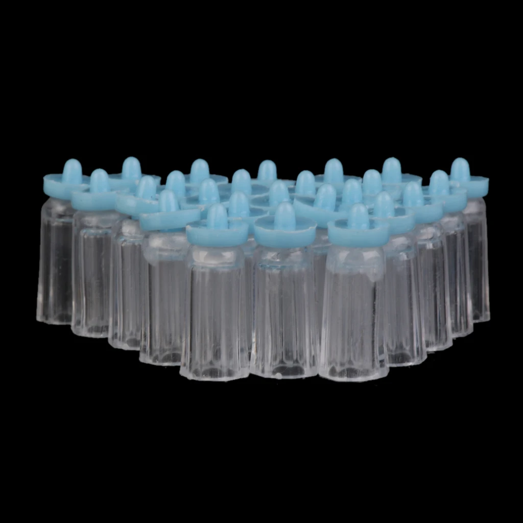 24pc Mini Baby Bottle Favors Decorations Baptism Birth Parties Measures 2x0.7cm, Blue
