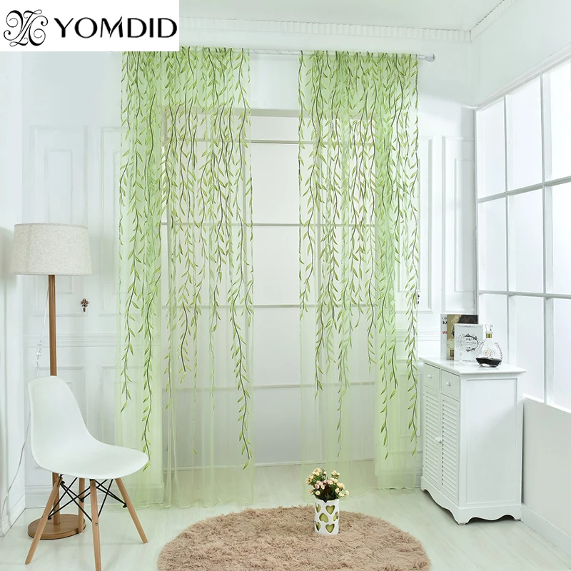 Wicker offset printed Curtain of Muslin cool window Pastoral floral Curtains for Window Living room kitchen Gauze cortina sala