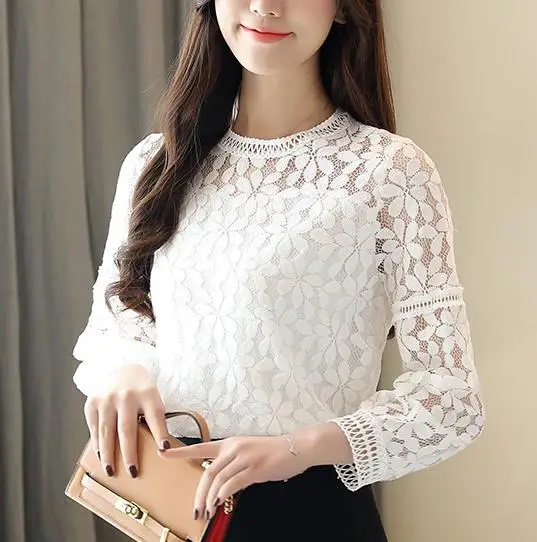 

new fashion womens tops and blouses long tops women lace tops women shirts 2019 long sleeve sexy hollow lace blouse shirt