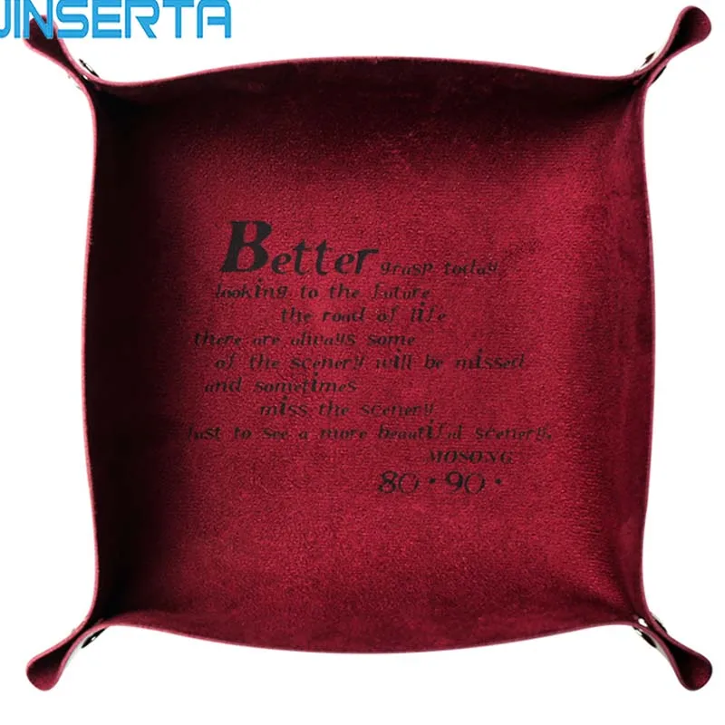 

JINSERTA Foldable Storage Box PU Leather Tray for Dice Table Games Key Wallet Coin Box Tray Desktop Sundries Storage Box Bins