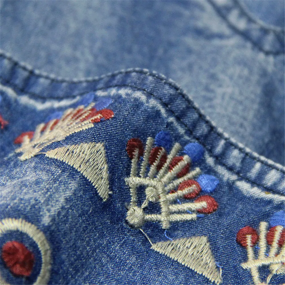 Vintage Autumn Dress Women 2017 Boho New Denim Vestidos Suspender Embroidery Patchwork Pocket Women long Dresses Vestido (4) - 