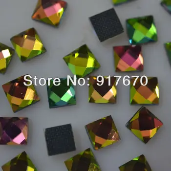 

NEW ARRIVE square 6*6mm 10gross Rainbow iron on rhinestone strass transfers, beaded dress appliques wedding decoration