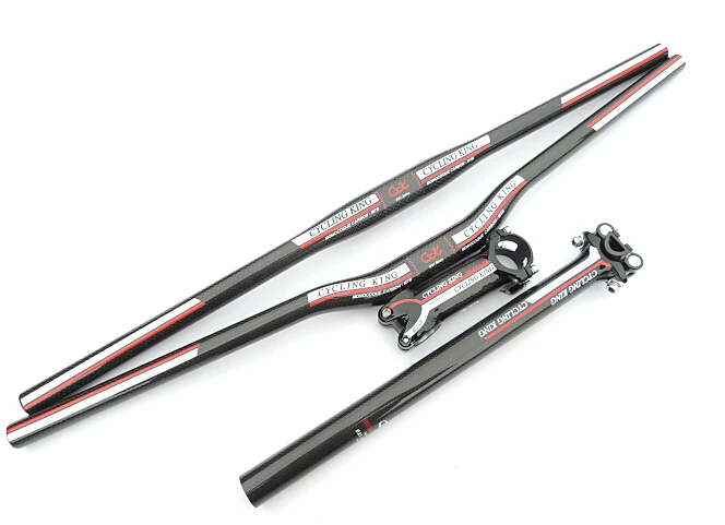 

Specials! Original cycling king c-k red white Carbon Fiber bike Handlebar Bicycle Stem+ Carbon seatpost tube + one mountain Bar
