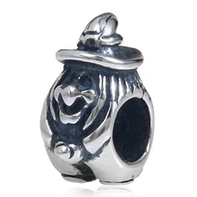5pcs/lot Hot Sale Halloween Silver Jewelry 925 Sterling Silver Witch Charm Beads Fits Bracelet