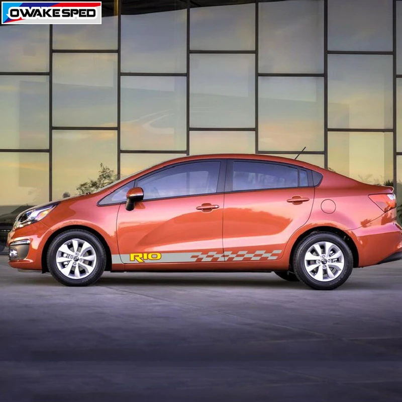 Наклейки в полоску с гоночным флагом для KIA RIO хэтчбек седан автомобильная