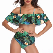 

Brazilian Bikini 2019 Swimsuit Women Floral Swimwear High Pants Bikinis Set Bathing Suit Beachwear Maillot De Bain Femme Biquini