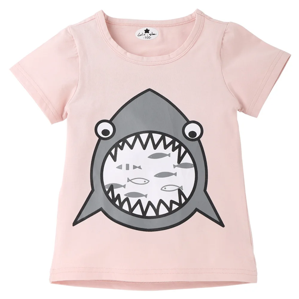 

2019 summer new children t shirt baby shark clothes boys and girls t-shirt short sleeve cotton casual top kids clothes 2-8years