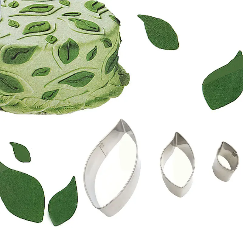 3 шт./компл. зеленые листья формы кондитерские инструменты резак для печенья, мастики инструмент для украшения торта