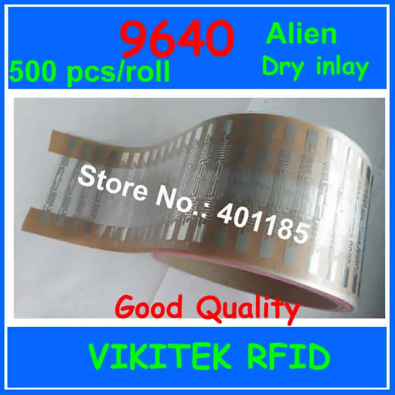 

Alien authoried 9640 UHF RFID dry inlay 500pcs per roll 860-960MHZ Higgs3 EPC C1G2 ISO18000-6C used for RFID tag and label