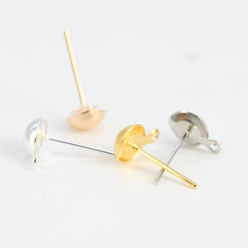 

100p 4/5/6/8mm Ear Post Nails Earrings Stud Ear Jewelry Findings with Hole Ear Drop Women Girl Diy Earring blank setting base