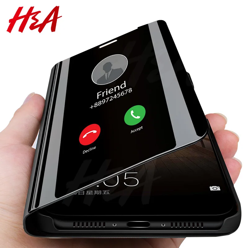 

H&A Smart Mirror Flip Phone Case For Samsung Galaxy S9 S8 S7 S6 Edge Plus A3 A5 A7 J3 J5 J7 2017 Clear View Cover J6 A6 A8 Case