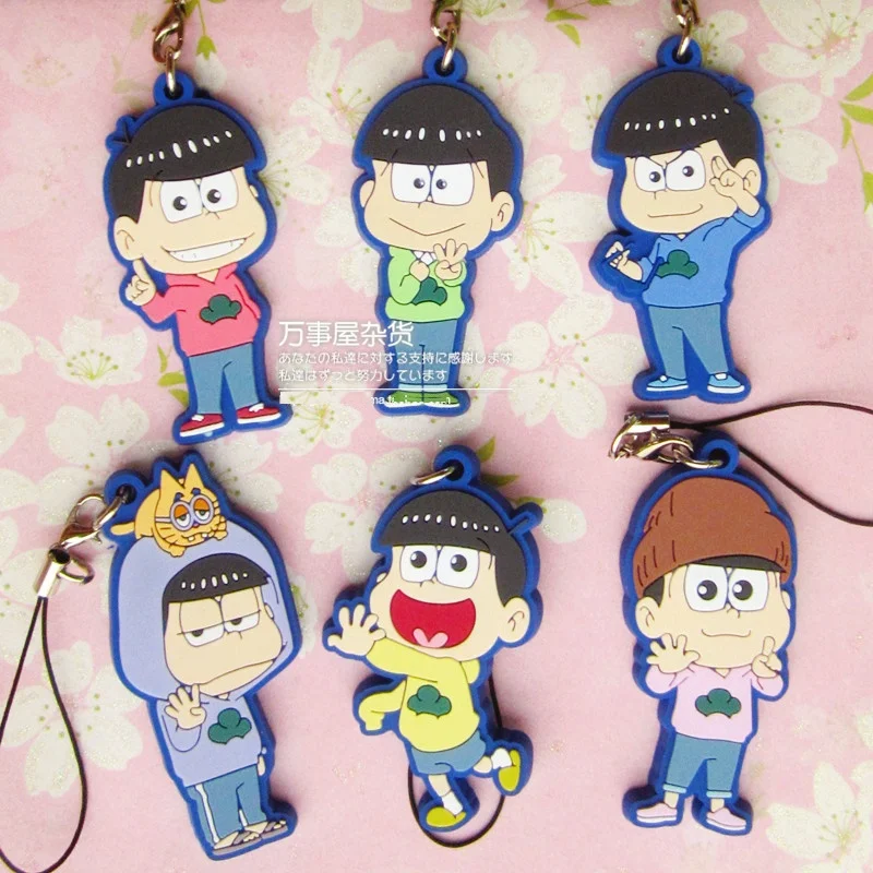 

Osomatsu-kun Anime Juuyonmatsu Ichimatsu Karamatsu Choromatsu Kyodai versioin Rubber Resin Keychain Pendant