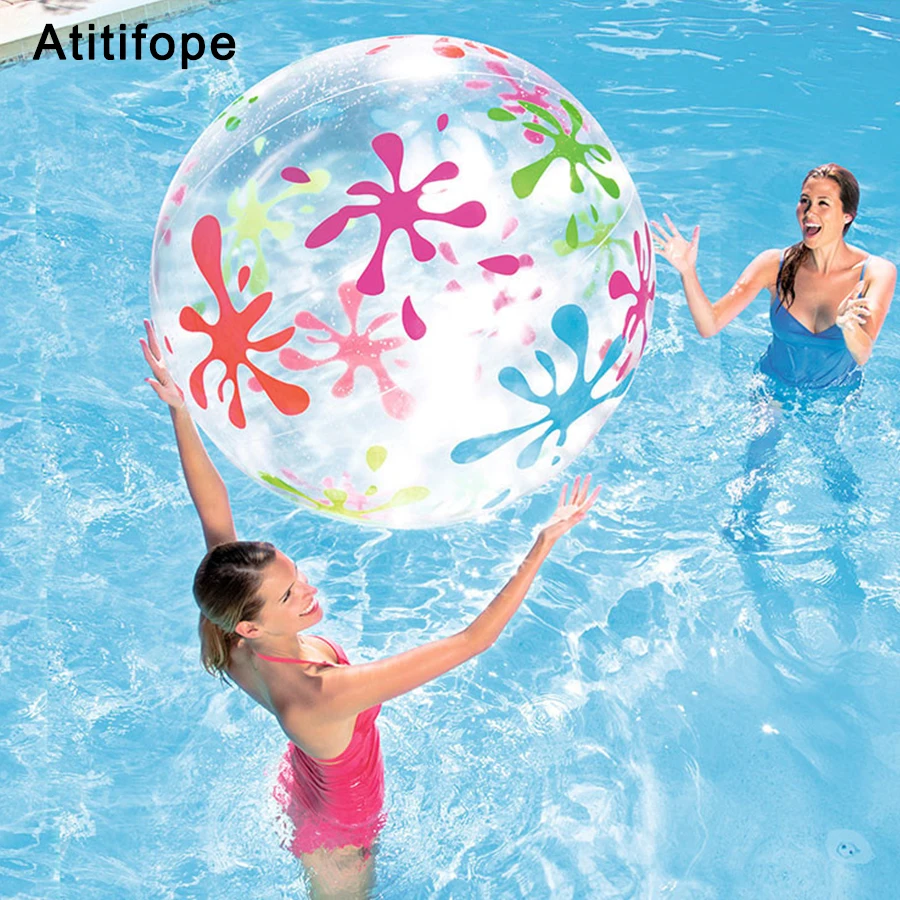 

Large size transparent color printing beach ball beach ball inflatable handball pool water polo accessories toys