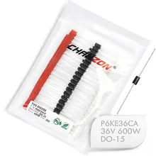 50 шт.) ТВ диоды P6KE36CA 600 Вт 36 В DO-15(DO-204AC) осевой двунаправленный канал 600 Вт 36 вольт