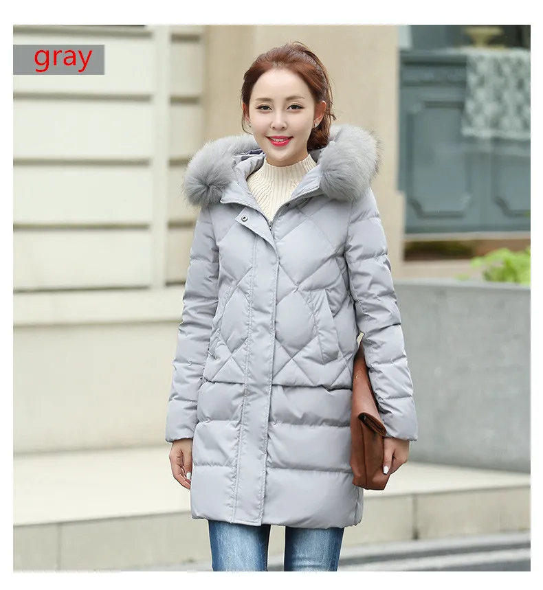 Women Winter Jacket White Duck Down Coats Hooded Fur Collar Parka Women Coat And Jacket Long Loose Clothes Female 2018 AS04 (11)