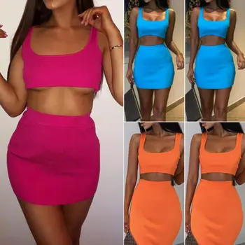 

2019 Sexy Short Two Piece Set Crop Tops and Biker Shorts Grey Black Bodycon Matching Sets Summer Clothes for Women Drop Ship