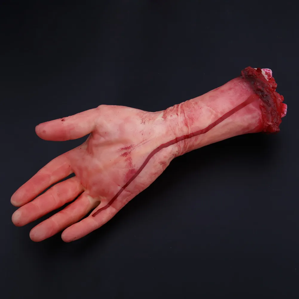 Ужас trick игрушка страшная проп латекса в виде пенька из кровавый порез ручной нога кости подарок на Хэллоуин розыгрыш Резиновые Искусственные сломанной рукой