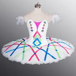 Fltoture AT1100 Профессиональный Классический балетное с юбкой пачкой пачка белый Цвет юбка для девочек танцевальные сценические костюмы