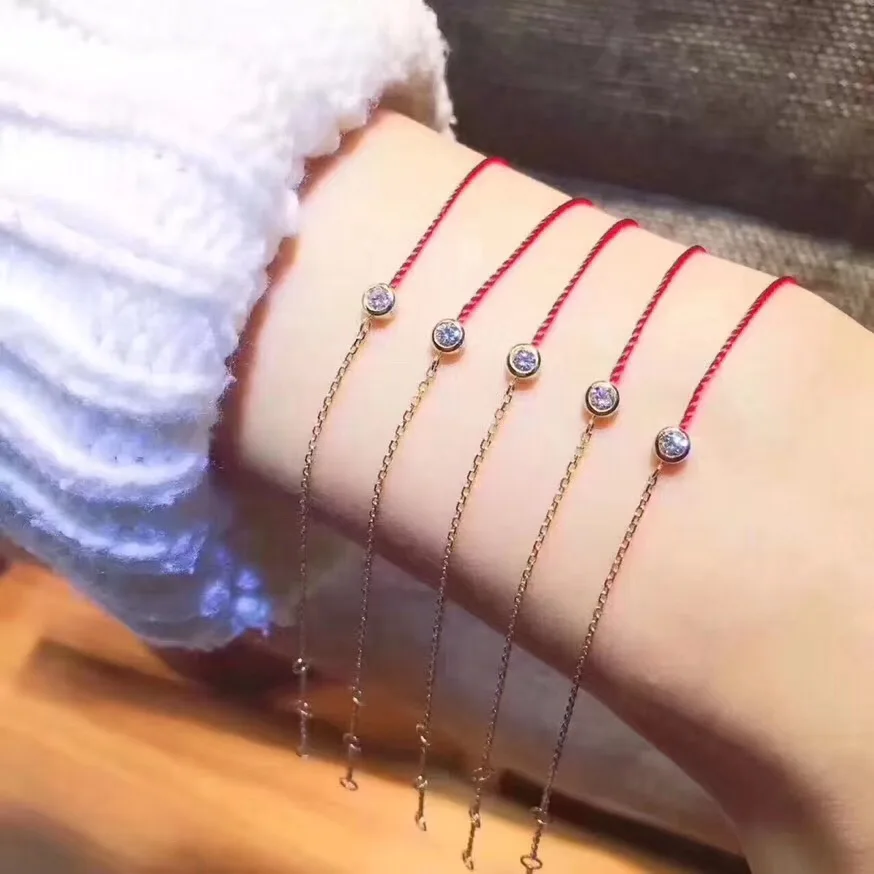 

ZOZIRI Brand Zircon Crystal Red Line Bracelet Charms 316 L Stainless Steel Jewelry Woman Chain link one stone redline bracelet