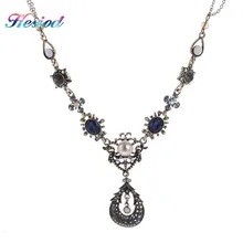 Винтажная Капля воды, богемные Синие стразы, ожерелье s& кулоны, ожерелье из искусственного жемчуга, Массивное колье, ювелирные изделия с кристаллами