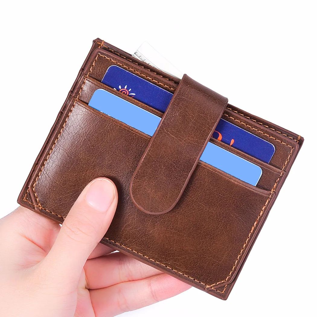 

Men Small Card Driver's License Short Wallet Bank Gift Ultra-thin Whole-piece Brushed PU Leather Zip Coin Purse Card Holder
