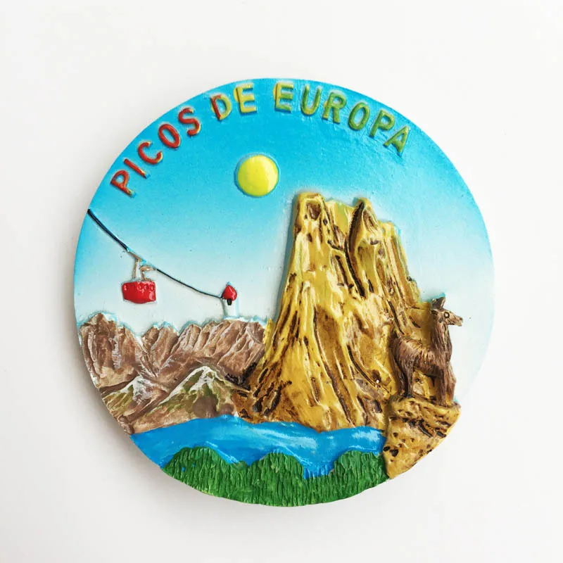 

Lychee 3D Country Park Fridge Magnets Round Spain Scenic Refrigerator Magnetic Sticker Home Decoration Travel Souvenirs