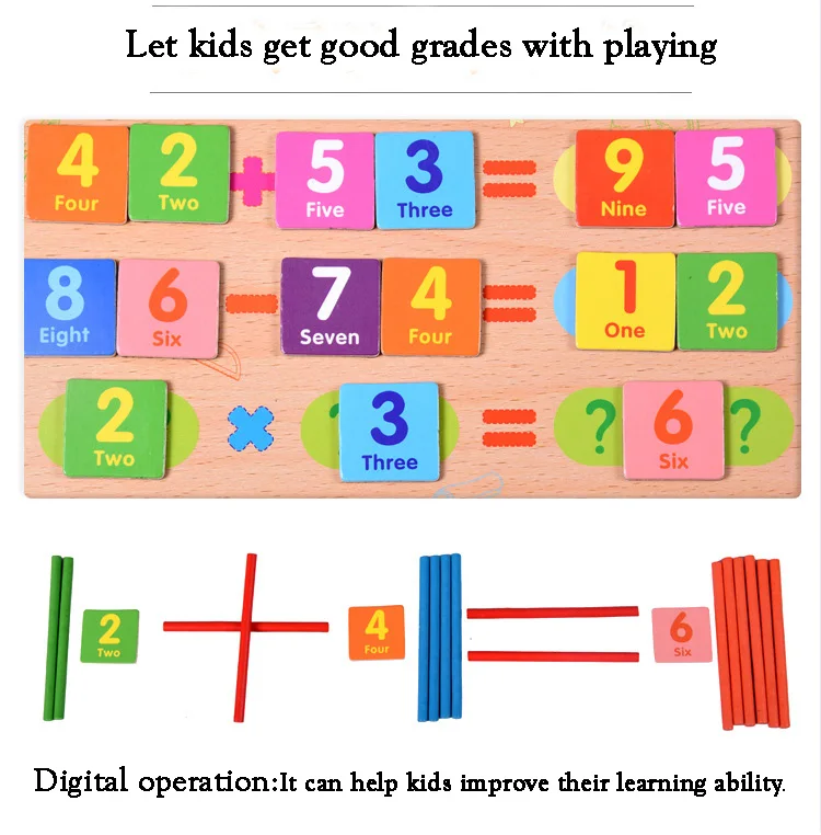 Деревянная детская Математическая головоломка для раннего образования, деревянная Магнитная многофункциональная цифровая арифметическая обучающая головоломка