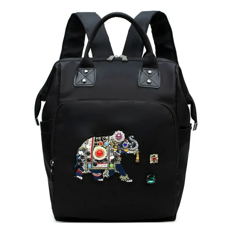 MOTOHOOD Baby Diaper Bag Backpack Embroidery Bead Elephant Maternity Bags For Mom Changing Nappy Bag Black Backpack 202934cm (7)