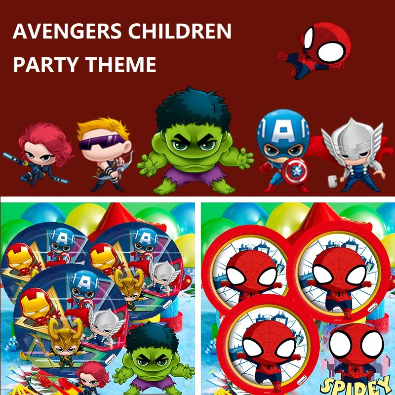 

OUSSIRRO Kids Birthday Party Decoration Set Avengers Spider man Theme Party Supplies Baby Birthday Party Pack