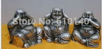 

Tibetan Buddhist bronze coated silver MAITREYA Buddha happy buddha statue 9 cm 2.3 KG