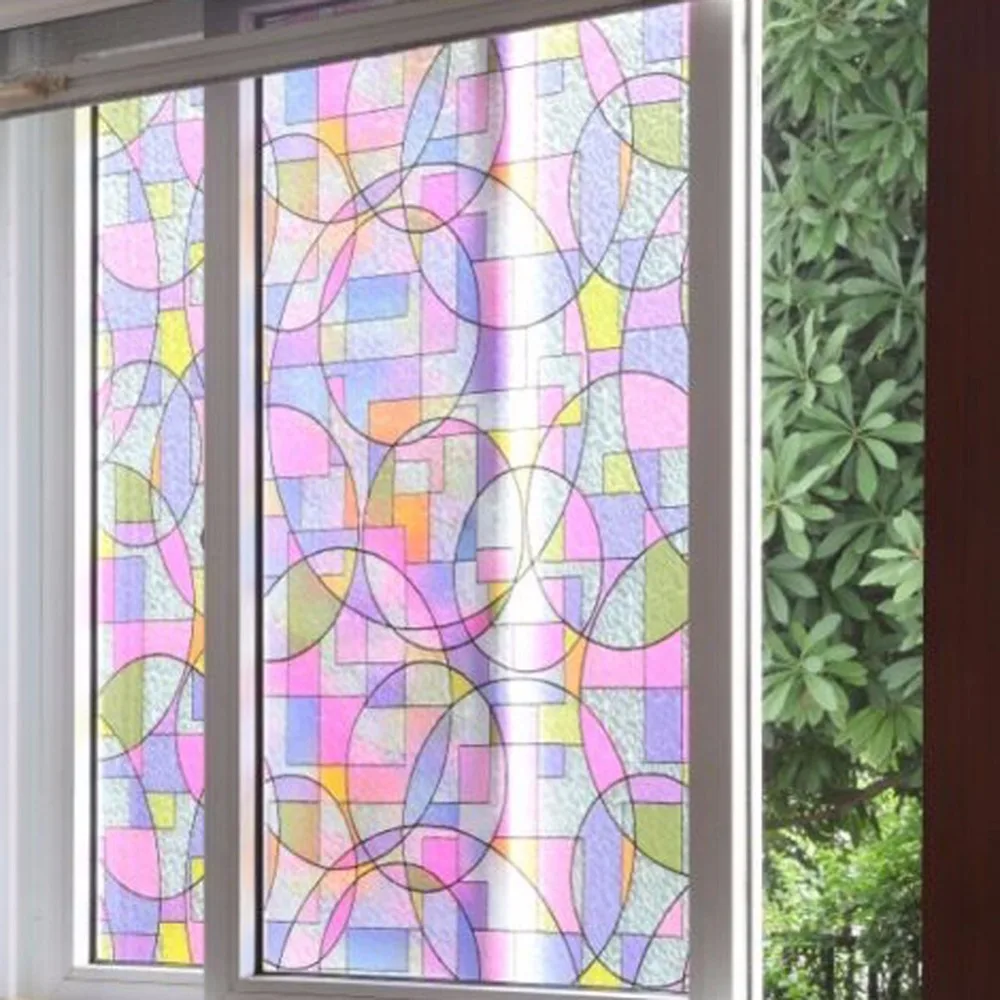 45x200 см Индивидуальная текстурированная статическая цепляющаяся витражная плёнка на стекла, окна, домашний декор, УФ анти-стеклянная пленка, оконная наклейка-FF